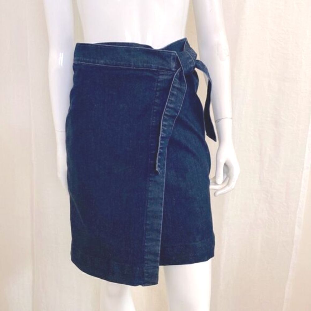 Loft Skirt Denim Wrap Dark Wash Size 0